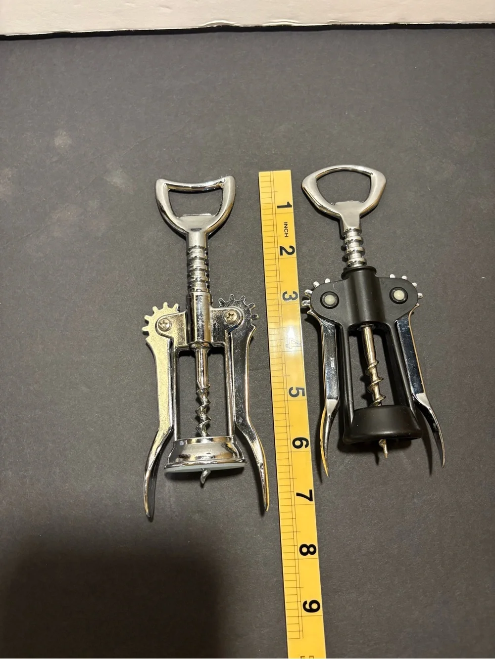 Vintage Italian Style Lot of 2 Metal Winged Corkscrews Wine Bottle Openers